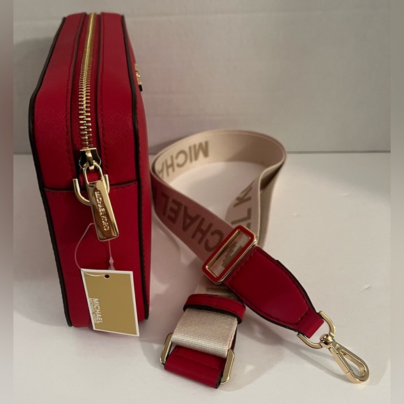 New MICHAEL KORS Large Crossbody Red LEATHER BAG - Picture 11 of 16